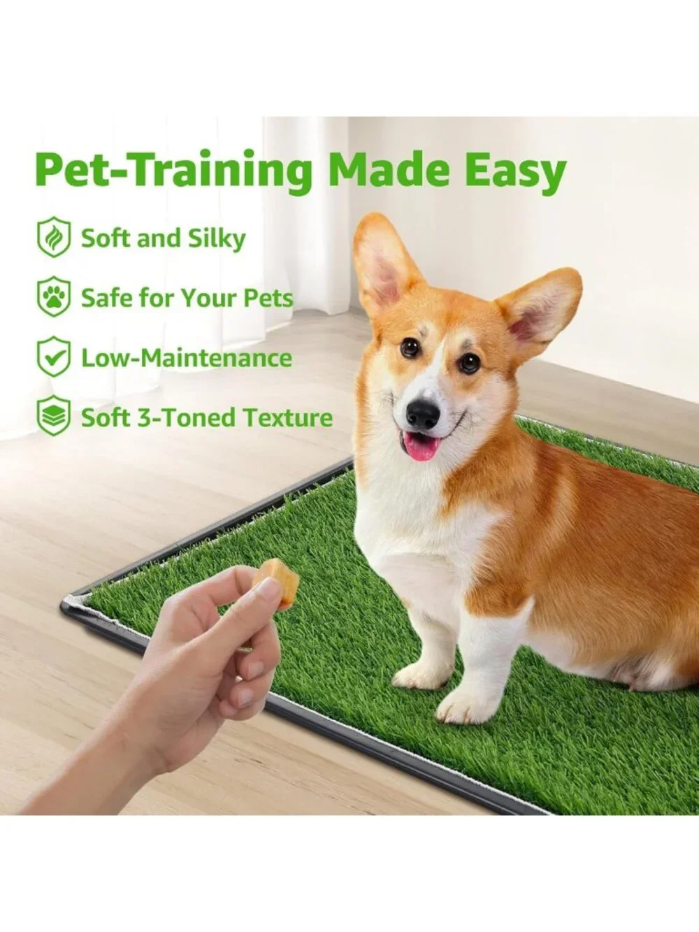 Indoor Dog Grass Pad with Tray | Puppy Potty Training, Quick-Absorbent & Easy